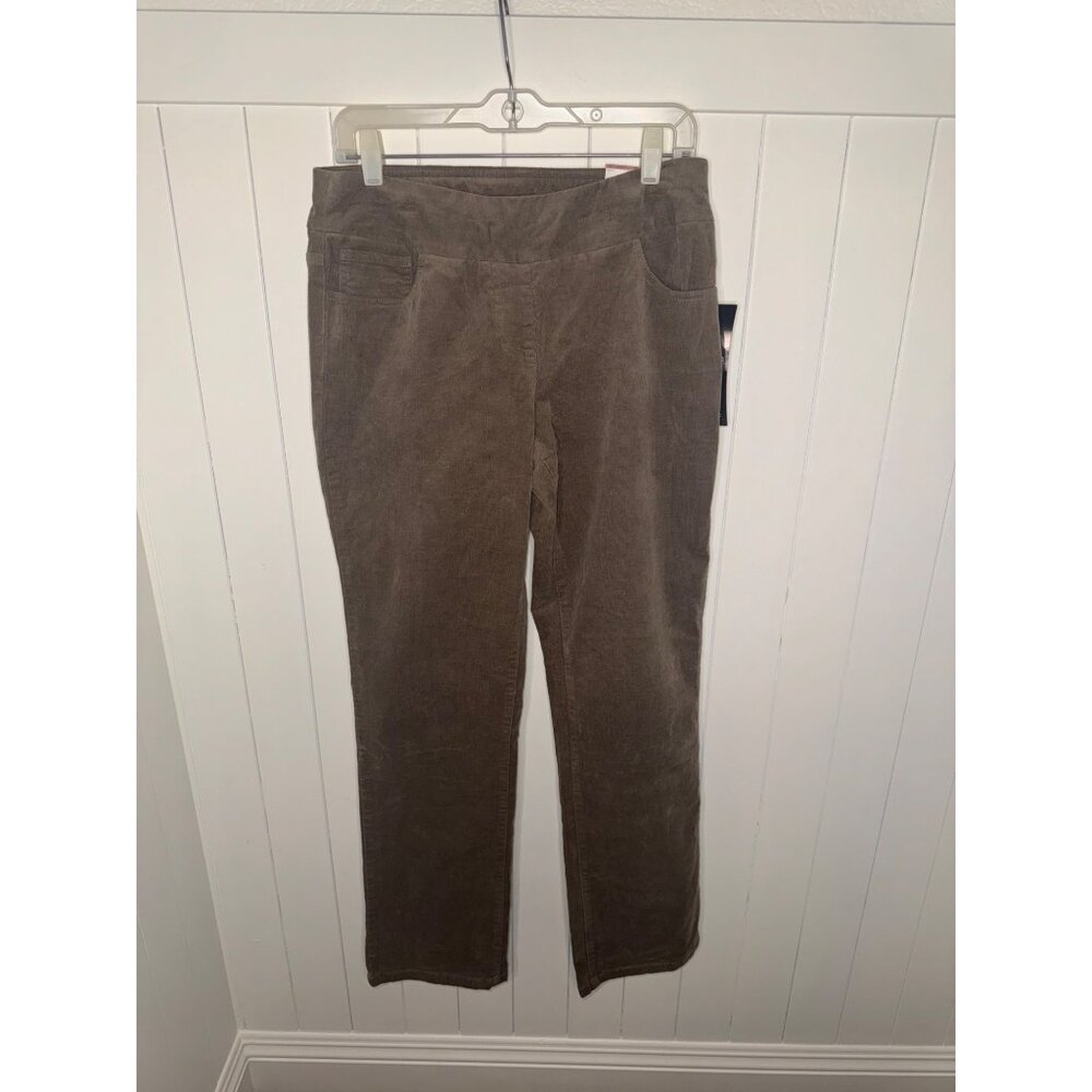 NEW! Slim-Sation by Appleseed's Women Relaxed Leg Brown Mocha Corduroy Pants- 10 - Picture 1 of 5